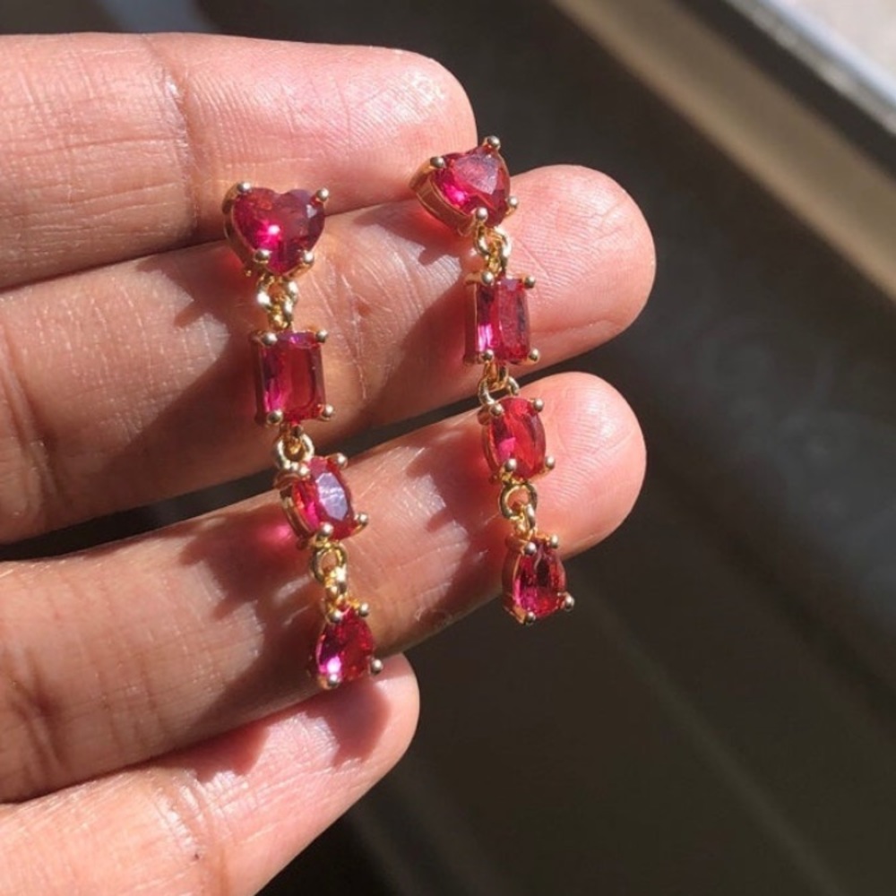 - Gorgeous Swarovski Elements Ruby Crystal Earrin… - image 7